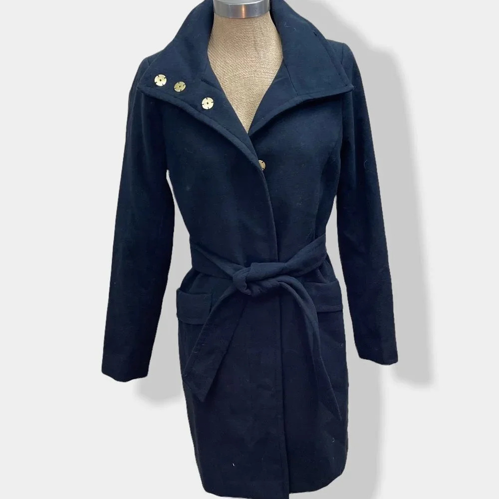 H&m Black Belted Long Coat 4